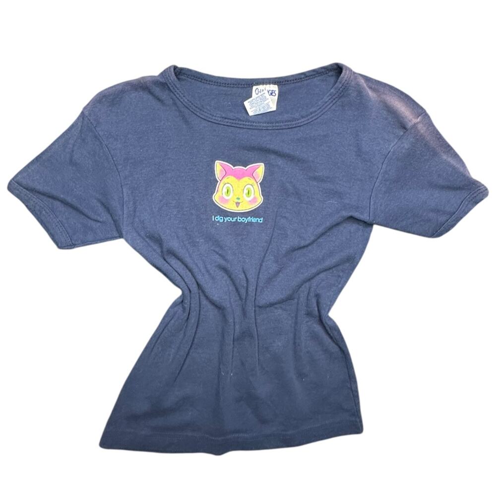 Vintage 90 “I Dig Your Boyfriend” Cat Baby Tee Size Small